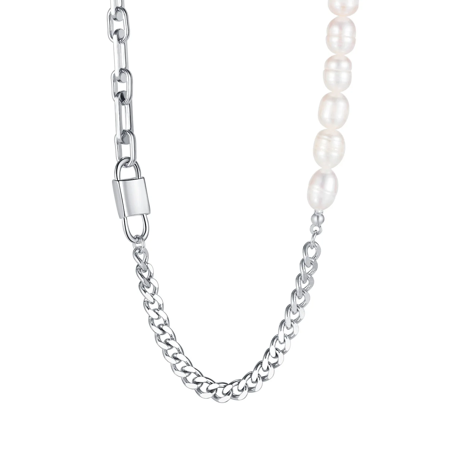 Niche Design Pearl Splicing Lock Necklace Cold Ethos Stainless Steel Clavicle Chain
Niche Design Pearl Splicing Lock Necklace Cold Ethos Stainless Steel Clavicle Chain