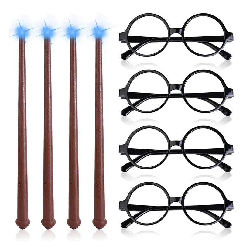 8 PCS Light-Up Wand Magic Light And Black Frame Glasses, Sound Toy Wizard Wands Illuminating Wand For Halloween Party
8 PCS Light-Up Wand Magic Light And Black Frame Glasses, Sound Toy Wizard Wands Illuminating Wand For Halloween Party