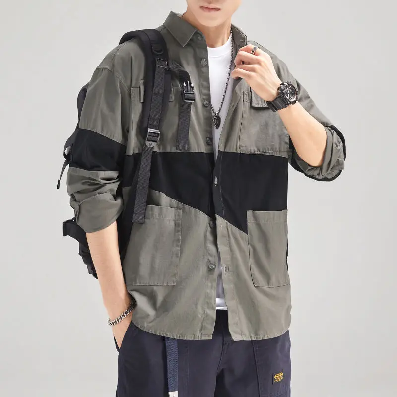 Men Casual Shirt Tops Spring Autumn Patchwork Lapel Long Sleeve Streetwear Tops 2022 Korean Loose Fashion Shirts Camisas Y63
Men Casual Shirt Tops Spring Autumn Patchwork Lapel Long Sleeve Streetwear Tops 2022 Korean Loose Fashion Shirts Camisas Y63