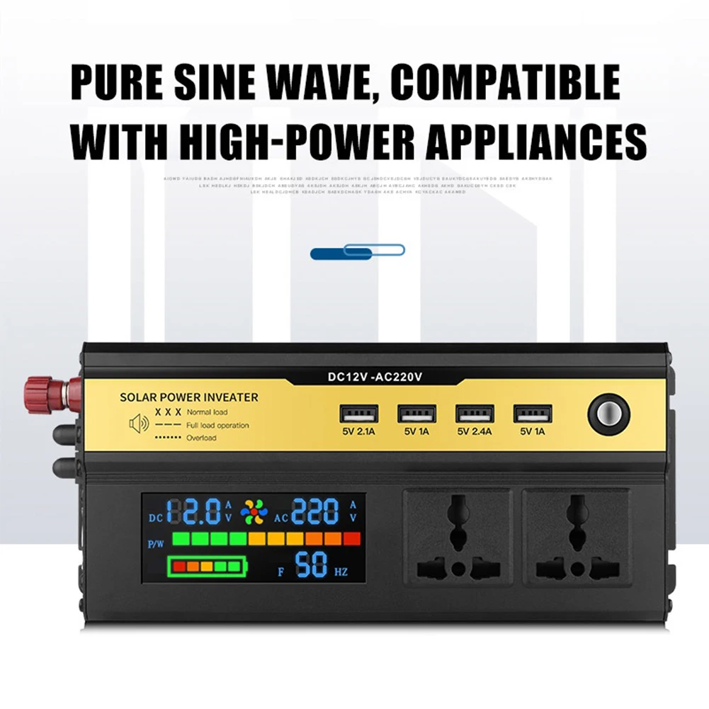 500W/1200W Sine Wave Inverter High Power Solar Car Power Inverter Adapter Converter 12V/24V-220V Auto Charger US Socket
500W/1200W Sine Wave Inverter High Power Solar Car Power Inverter Adapter Converter 12V/24V-220V Auto Charger US Socket
