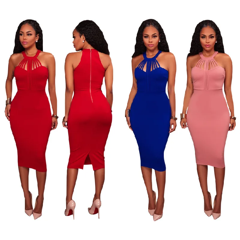 Sleeveless Halter Dress, Crew Neck, Europe Station, New 
Sleeveless Halter Dress, Crew Neck, Europe Station, New