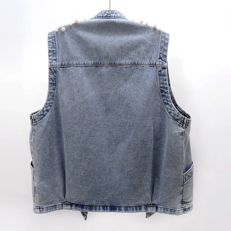 Spring 2022 Korean Handwork Beading Jeans Women Waistcoat Stand collar Denim Vest Female Loose Short Sleeveless Jacket Coat
Spring 2022 Korean Handwork Beading Jeans Women Waistcoat Stand collar Denim Vest Female Loose Short Sleeveless Jacket Coat