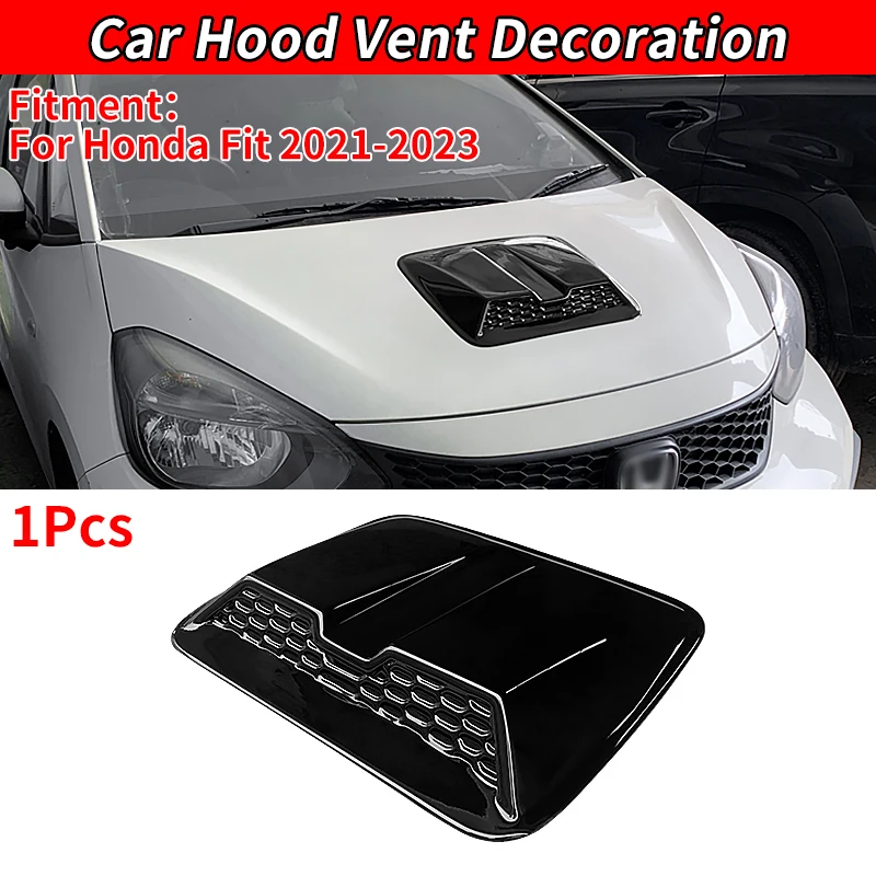

For Honda Fit 2021-2023 Car Engine Hood Scoop Cover Auto Vents Decorative Air Flow Intake Hood Scoops Ventilation Black Cover