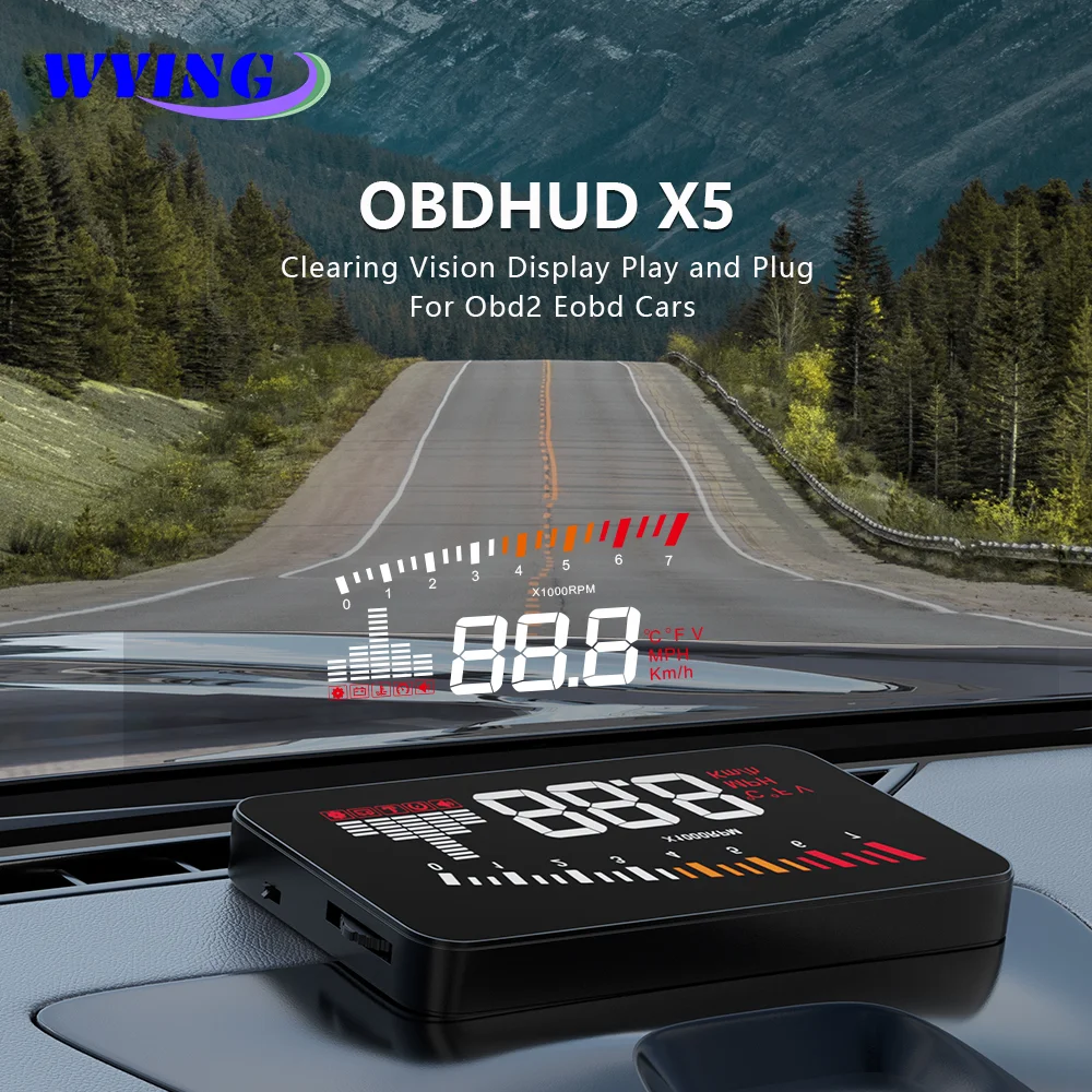 

WYING X5 Car HUD OBD II Head-Up Display Overspeed Warning System Projector Windshield Auto Electronic Voltage Alarm