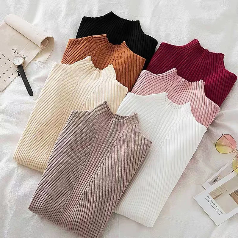 Half Turtleneck Knitted Sweater Pullover Long-sleeved Women 2022 New Autumn Winter Thin Sweater Slim Solid Color Sweater Top
Half Turtleneck Knitted Sweater Pullover Long-sleeved Women 2022 New Autumn Winter Thin Sweater Slim Solid Color Sweater Top