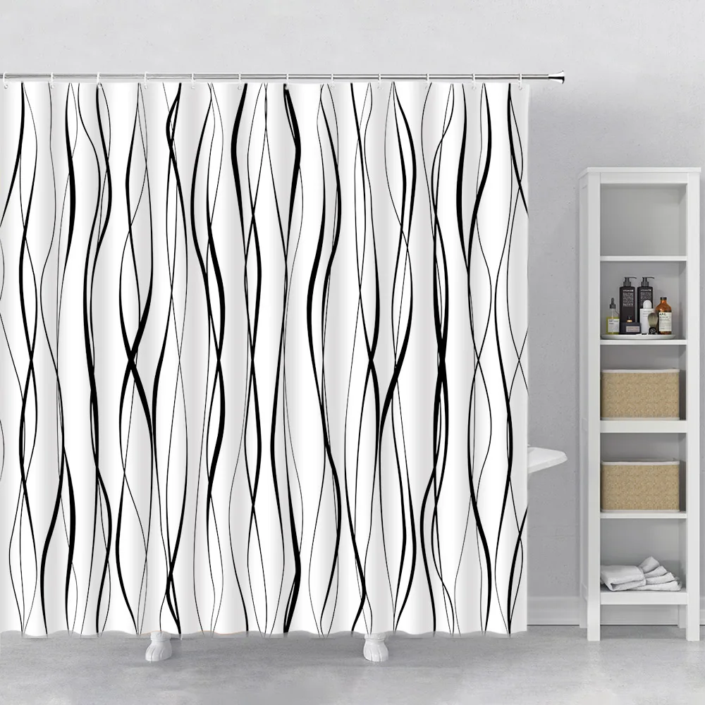 Geometric Wavy Line Shower Curtain Modern Minimalist Home Decor Polyester Fabric Bath Curtain Machine Washable Hook for Bathroom
Geometric Wavy Line Shower Curtain Modern Minimalist Home Decor Polyester Fabric Bath Curtain Machine Washable Hook for Bathroom