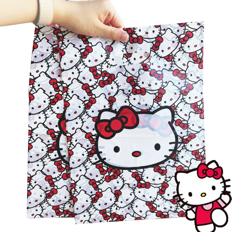 

10Pcs/lot Kawaii Hello Kitty Portable Plastic Bag Cute Tote Bag Convenience Store Retail Bags Gift Bag Shopping Bags with Handle