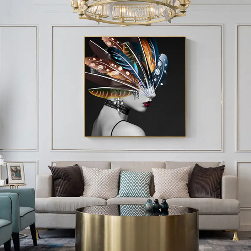 Colorful Feather Headdress Woman Poster Prints Nordic Abstract Beauty Canvas Painting Living Room Home Decor HD Wall Art Picture
Colorful Feather Headdress Woman Poster Prints Nordic Abstract Beauty Canvas Painting Living Room Home Decor HD Wall Art Picture