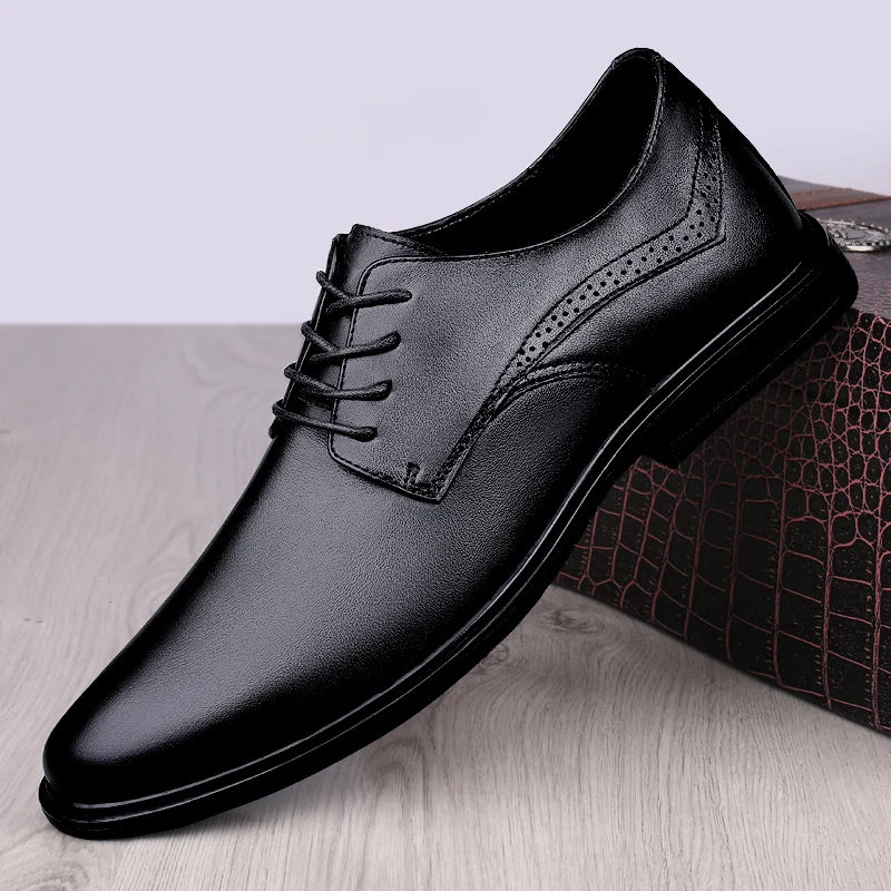 Men genuine Leather Shoes lace up Business Dress Shoes All-Match Casual black Shoes men Shock-Absorbing Footwear Wear-Resistant
Men genuine Leather Shoes lace up Business Dress Shoes All-Match Casual black Shoes men Shock-Absorbing Footwear Wear-Resistant