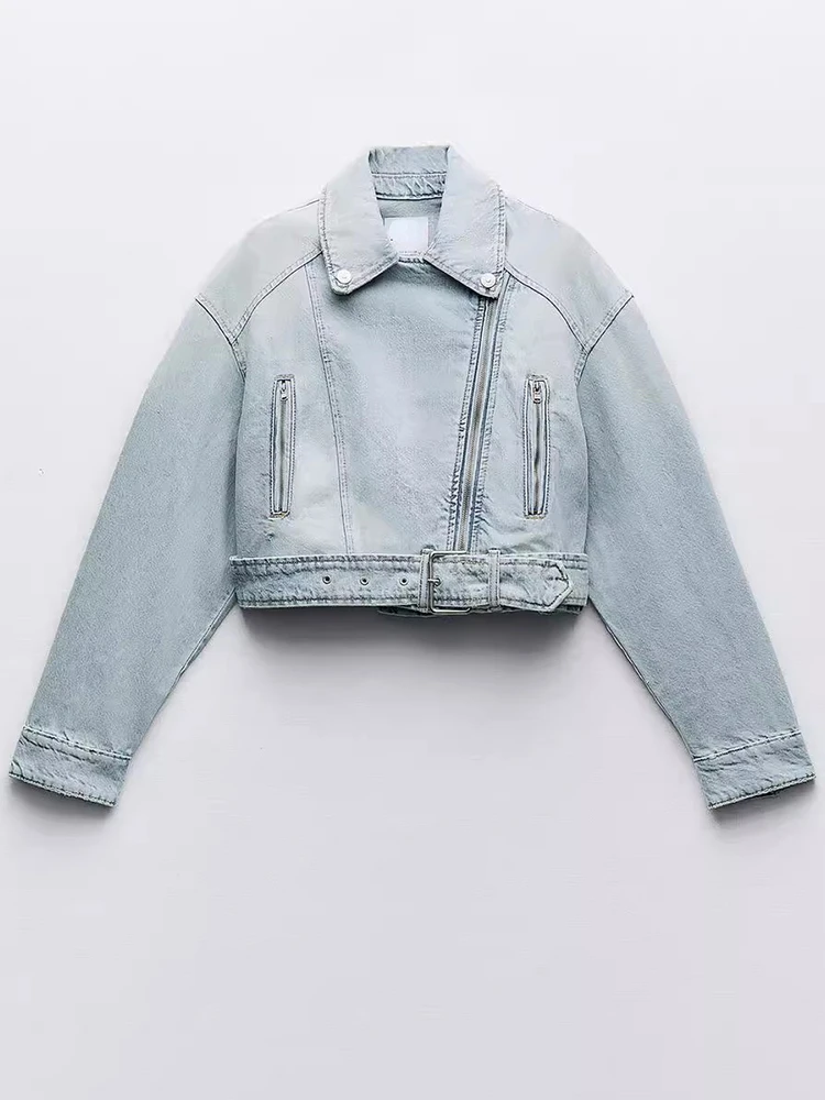 FTLZZ New Spring Autumn Women Vintage Fashion Short Denim Jackets with Belt Lady Streetwear Lapel Zipper Moto Biker Cowboy Coat
FTLZZ New Spring Autumn Women Vintage Fashion Short Denim Jackets with Belt Lady Streetwear Lapel Zipper Moto Biker Cowboy Coat