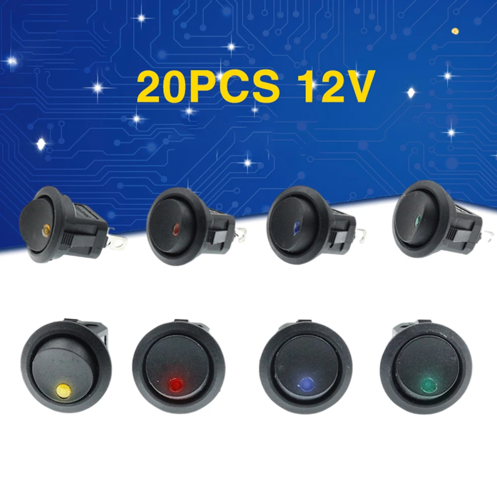 20PCS 20A 12V 220V Waterproof Rocker Switch LED Dot Light Car Boat Round ON/OFF SPST Switch Red/Blue/Green/Yellow LED Light
20PCS 20A 12V 220V Waterproof Rocker Switch LED Dot Light Car Boat Round ON/OFF SPST Switch Red/Blue/Green/Yellow LED Light