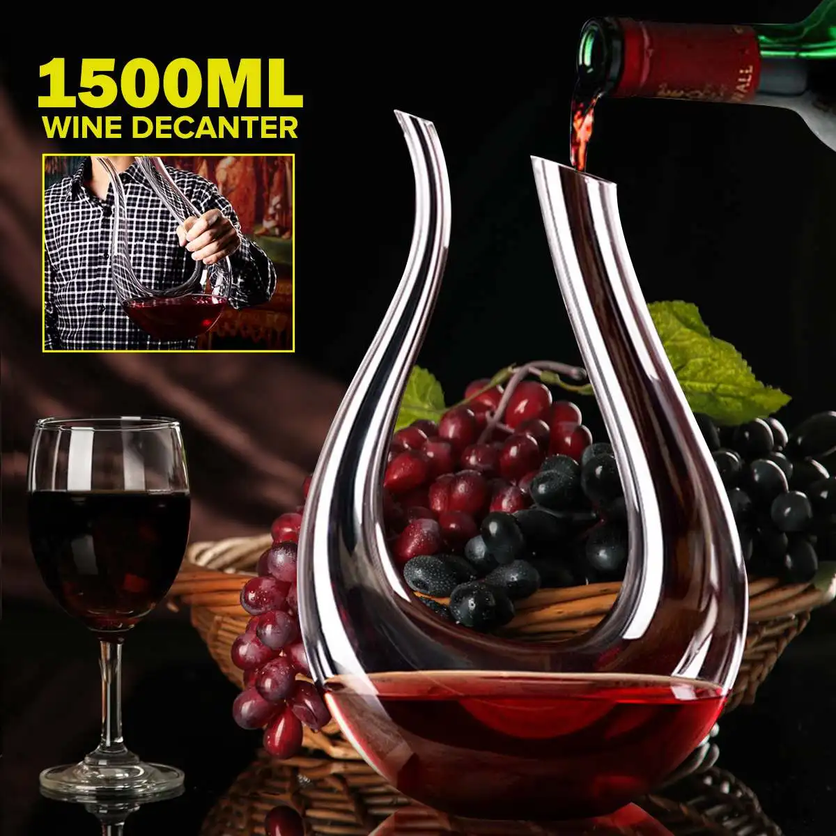 1500 мл бутылка-Декантер Cup Pourer Aerator U-Графин Имеющий форму, стеклянные бокалы для красного вина, бренди, шампанского, для семейного бара, вечери...
1500 мл бутылка-Декантер Cup Pourer Aerator U-Графин Имеющий форму, стеклянные бокалы для красного вина, бренди, шампанского, для семейного бара, вечери...