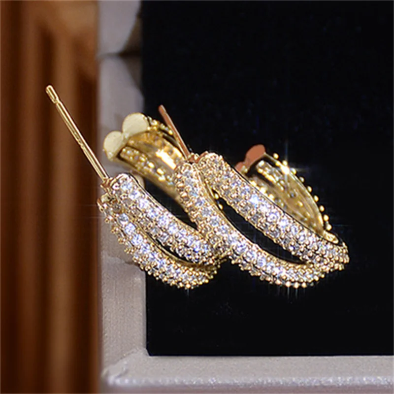 Trendy Cubic Zirconia Hoop Earrings Geometric Gold Color Earring For Women Chic Party Birthday Jewelry Gifts Wholesale
Trendy Cubic Zirconia Hoop Earrings Geometric Gold Color Earring For Women Chic Party Birthday Jewelry Gifts Wholesale
