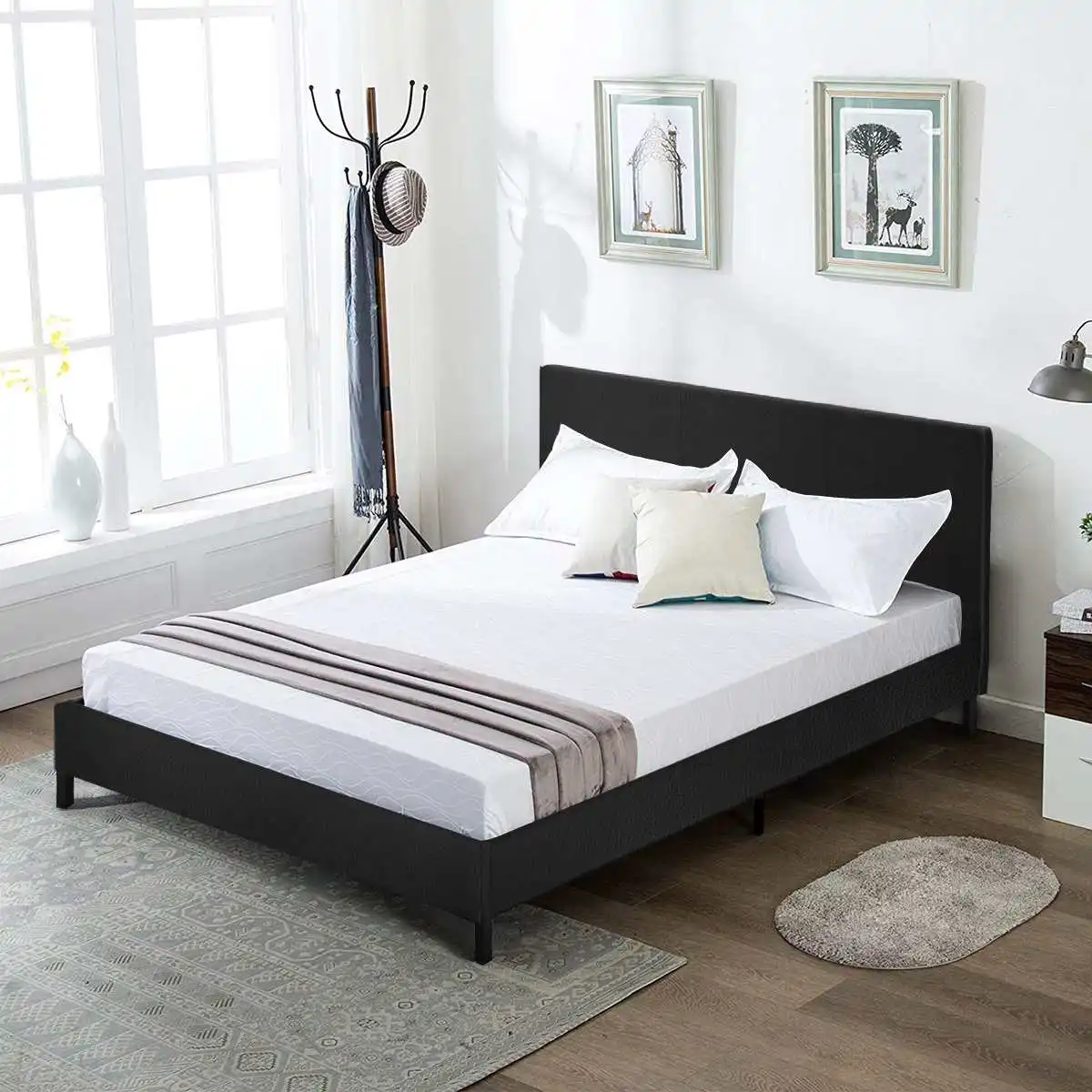 Queen Bed Frame PU Leather Upholstered Platform Frame No Box Spring Needed Strong Wooden Slats Anti Slip Support Easy Assembly
Queen Bed Frame PU Leather Upholstered Platform Frame No Box Spring Needed Strong Wooden Slats Anti Slip Support Easy Assembly
