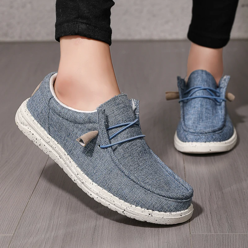 

2023 Men's Breathable Casual Canvas Slip Shoes Comfort Slip-on Loafer Soft Penny Loafers for Men Lightweight Driving Boat Shoes