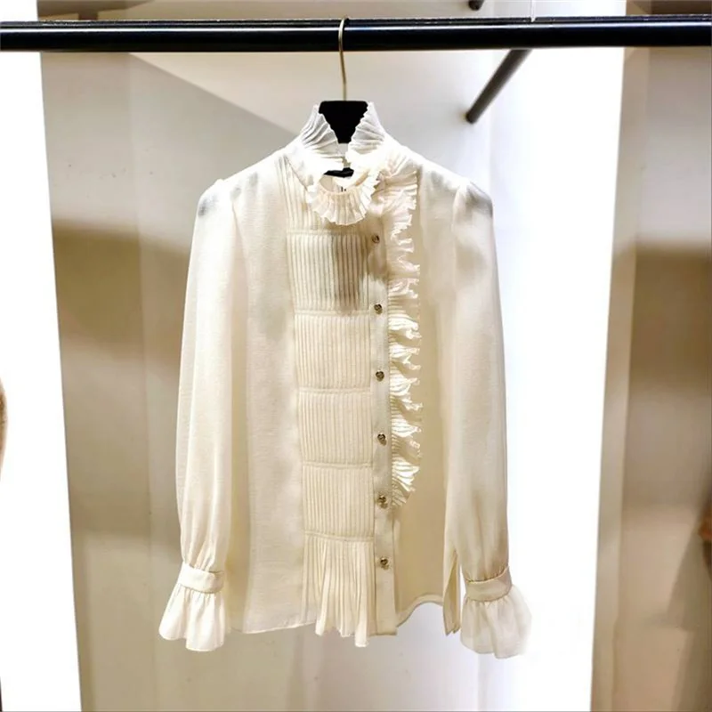 Light Luxury Elegant Long-sleeved White Shirt Female French Early Spring New Ruffle Temperament Blouse Tops
Light Luxury Elegant Long-sleeved White Shirt Female French Early Spring New Ruffle Temperament Blouse Tops
