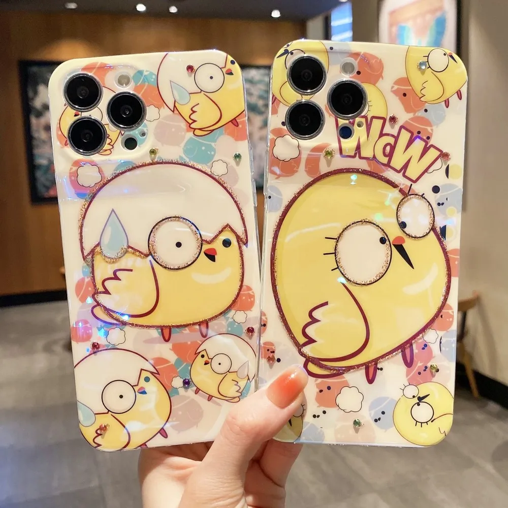 

Blue Ray Cartoon Chick Pattern Phone Case For iphone 7 8Plus 13ProMax 13Pro 13 XS X XR XSMAX 12Pro 12 11ProMax 11 Soft Shell