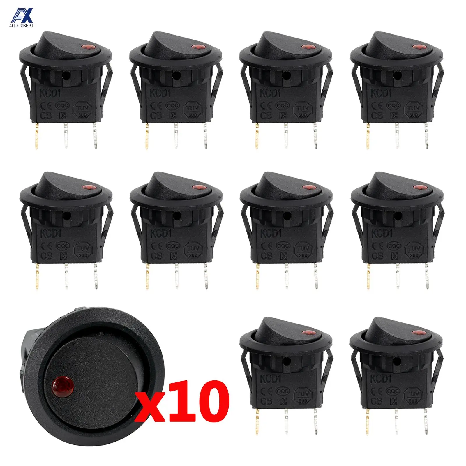 10Pcs/Set Rocker Switch Toggle DC 12V 20A Red LED Light Car Auto Boat Dash Round ON/OFF SPST Button Luminescence Car Accessories
10Pcs/Set Rocker Switch Toggle DC 12V 20A Red LED Light Car Auto Boat Dash Round ON/OFF SPST Button Luminescence Car Accessories