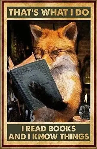 Fox Read Books Know Things Новая металлическая жестяная вывеска в стиле ретро Металлический