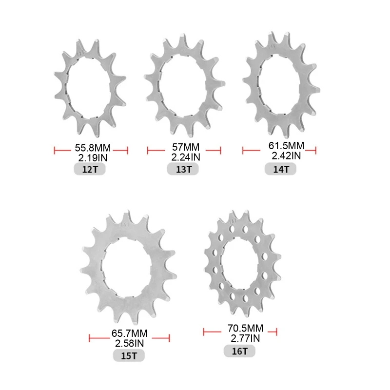 

Single-Speed Bike Freewheel,12t/13t/14t/15t/16t Bicycle Flywheel,Compatible 1/2" x 3/32" to 1/2" x 11/128" Cycling Acces