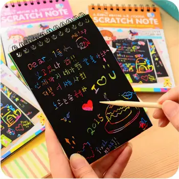 Children Scratch Arts Drawing Paper Creative Colorful Graffiti Fun Diy Coils Painting Book For Party Favor Activities Game Gifts