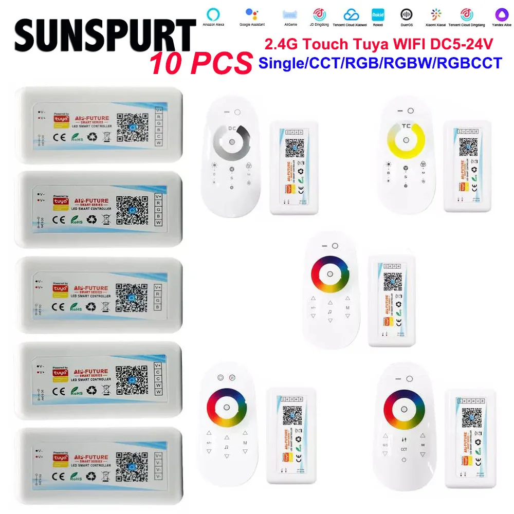 WiFi Smart Controller Tuya Alexa Google Home Voice DC5-24V Single color Dimmer CCT RGB RGBW RGB CCT 5 in 1 LED Strip APP RF 2.4G
WiFi Smart Controller Tuya Alexa Google Home Voice DC5-24V Single color Dimmer CCT RGB RGBW RGB CCT 5 in 1 LED Strip APP RF 2.4G