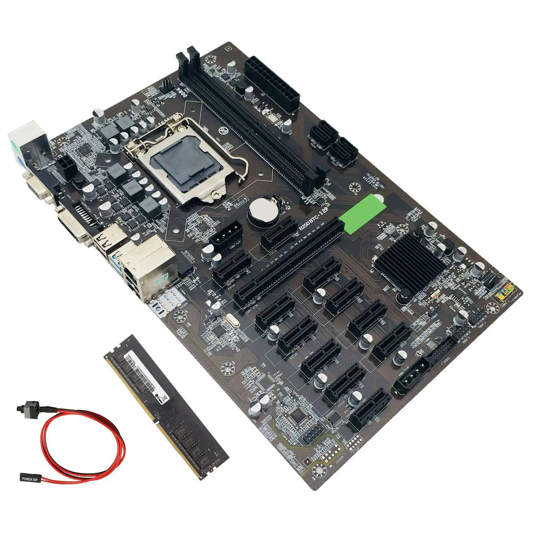 B250 BTC Mining Motherboard with Switch Cable+DDR4 8G 2133Mhz RAM 12XGraphics Card Slot LGA 1151 DDR4 for BTC Miner
B250 BTC Mining Motherboard with Switch Cable+DDR4 8G 2133Mhz RAM 12XGraphics Card Slot LGA 1151 DDR4 for BTC Miner