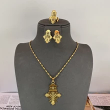 Hot Ethiopian Jewelry Sets Coptic Crosses Pure Gold Color Sets Nigeria Eritrea Kenya Habesha style