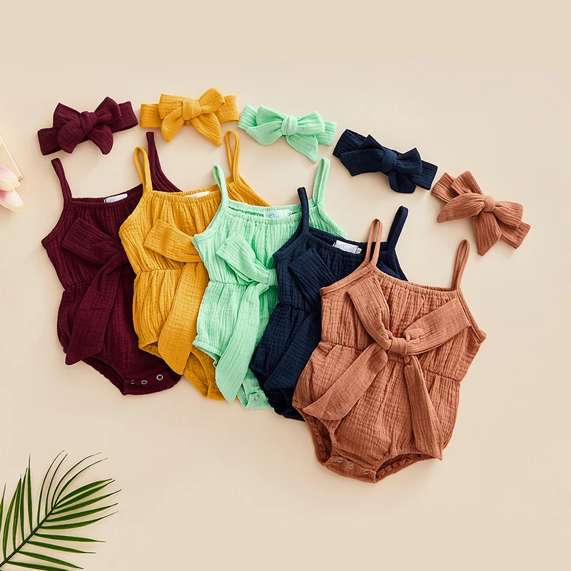 Baby Summer Clothes Outfit Solid Color Sleeveless Spaghetti Strap Bowknot Romper+ Headband for Girls 0-24 Months
Baby Summer Clothes Outfit Solid Color Sleeveless Spaghetti Strap Bowknot Romper+ Headband for Girls 0-24 Months