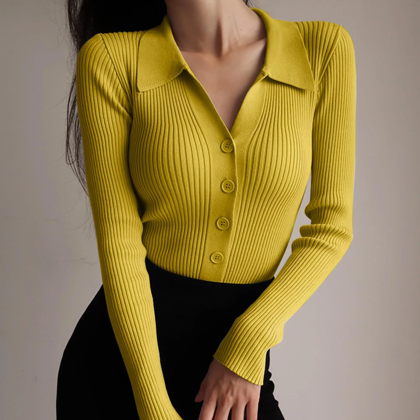 Autumn Women 2022 New Lapel Slim Slimming Tops Sexy V Neck Long Sleeve Knit Cardigan Sweater Women Polo Stretch Hollow Buttons
Autumn Women 2022 New Lapel Slim Slimming Tops Sexy V Neck Long Sleeve Knit Cardigan Sweater Women Polo Stretch Hollow Buttons