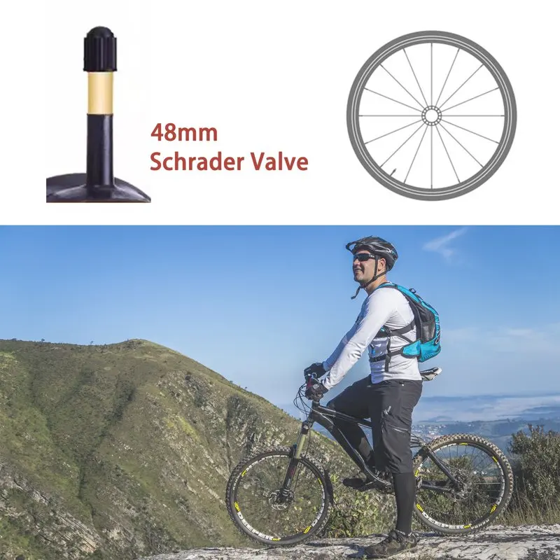 

2 шт./упаковка, прочная и надежная внутренняя труба 26x1,95-2,25 дюйма, шина с радиальным клапаном 48 мм для горного велосипеда.