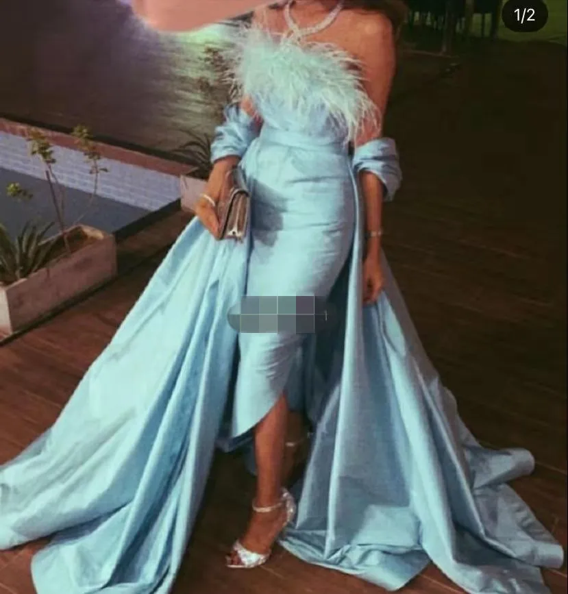 Vintage Long Strapless Prom Dresses with Detachable Train Zipper Evening Dress Robe De Soiree Light Blue Formal Party Dresses
Vintage Long Strapless Prom Dresses with Detachable Train Zipper Evening Dress Robe De Soiree Light Blue Formal Party Dresses