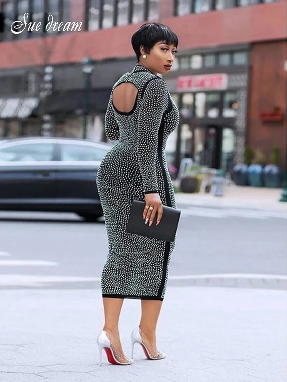 2021 осеннее Новое Женское высококачественное сексуальное черное платье с длинным рукавом с кристаллами и бриллиантами MidiBodycon элегантное ве...
2021 осеннее Новое Женское высококачественное сексуальное черное платье с длинным рукавом с кристаллами и бриллиантами MidiBodycon элегантное ве...