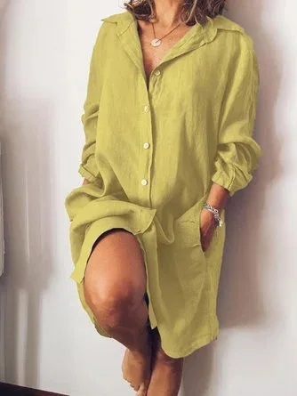 Autumn Cotton Linen Women's Shirt Dress Long Sleeve Solid White Casual Dresses Female 2023 New Summer Women Plus Size Blouse
Autumn Cotton Linen Women's Shirt Dress Long Sleeve Solid White Casual Dresses Female 2023 New Summer Women Plus Size Blouse