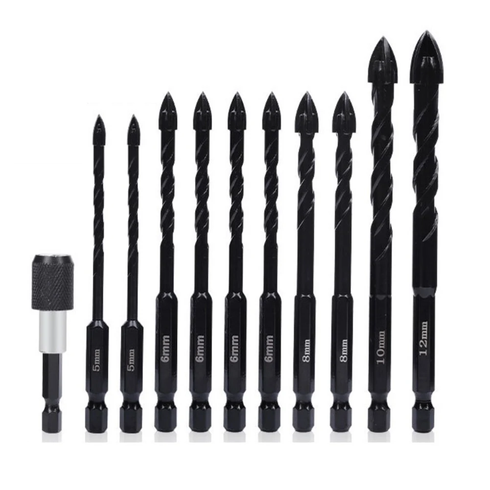 11pcs 5/6/8/10/12mm Hex Tile Drill Bits Hard Alloy Triangle Ceramic Concrete Extension Hole Opener Tools Accessories
11pcs 5/6/8/10/12mm Hex Tile Drill Bits Hard Alloy Triangle Ceramic Concrete Extension Hole Opener Tools Accessories