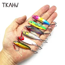 TKAHV 1PC 7g 10g 15g 20g 25g Trolling Hard With Feather Metal Fishing Lure VIB Artificial Bait Slow Long Treble Hooks 3D Eyes