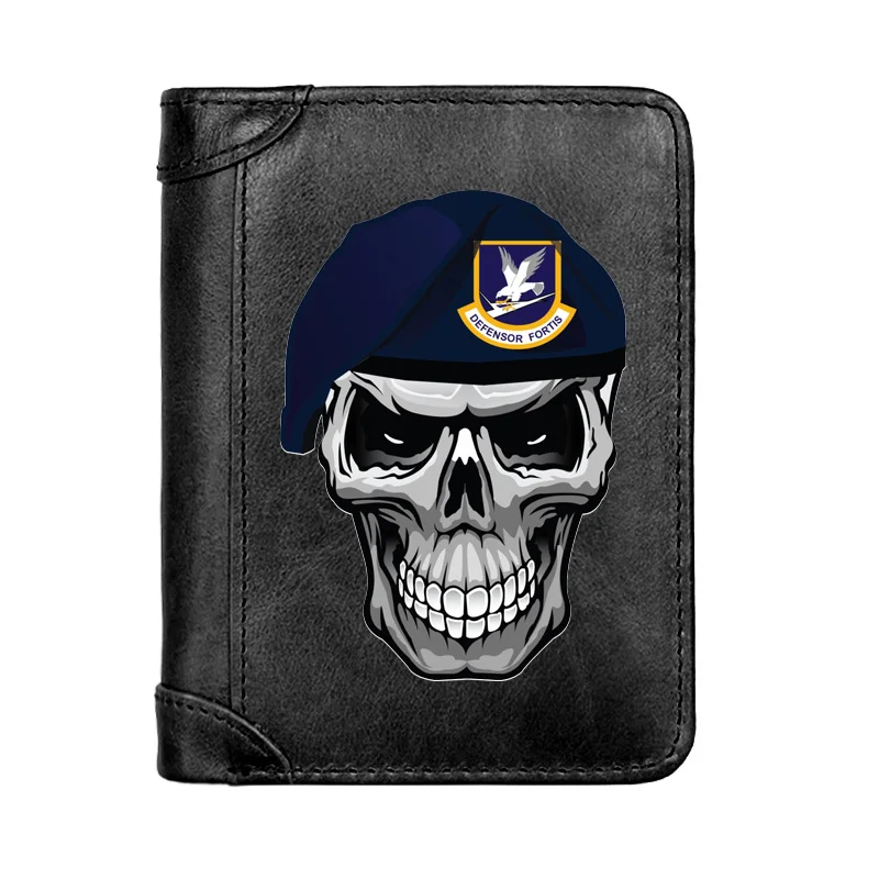 Luxury Defensor Fortis Officer Skull Printing Genuine Leather Men Wallet Classic Pocket Slim Card Holder Male Short Coin Purses
Luxury Defensor Fortis Officer Skull Printing Genuine Leather Men Wallet Classic Pocket Slim Card Holder Male Short Coin Purses