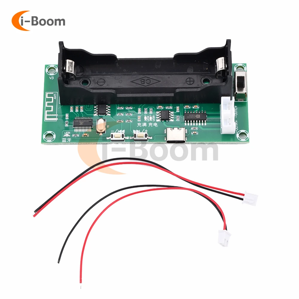 

XH-A153 PAM8403 Bluetooth Amplifier Board Type-C DC 5V 3W*2 2.0 Channel Audio AMP With 18650 Battery Holder For Speakers