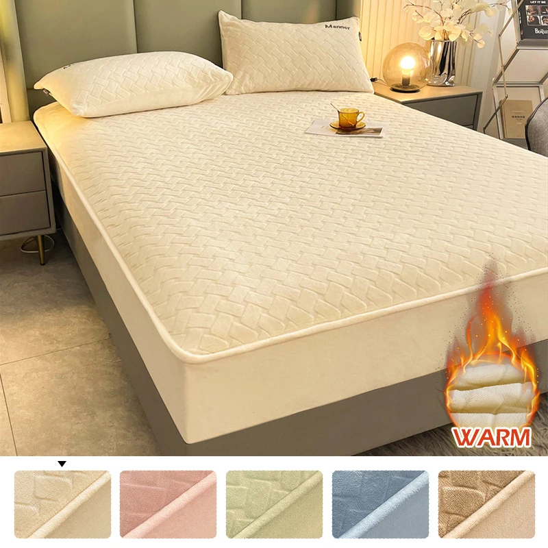 Solid Color Jacquard Velvet Fitted Sheet Bed Cover Thickened Non Slip Mattress Cover Soft Dustproof Quilting Mattress Covers
Solid Color Jacquard Velvet Fitted Sheet Bed Cover Thickened Non Slip Mattress Cover Soft Dustproof Quilting Mattress Covers