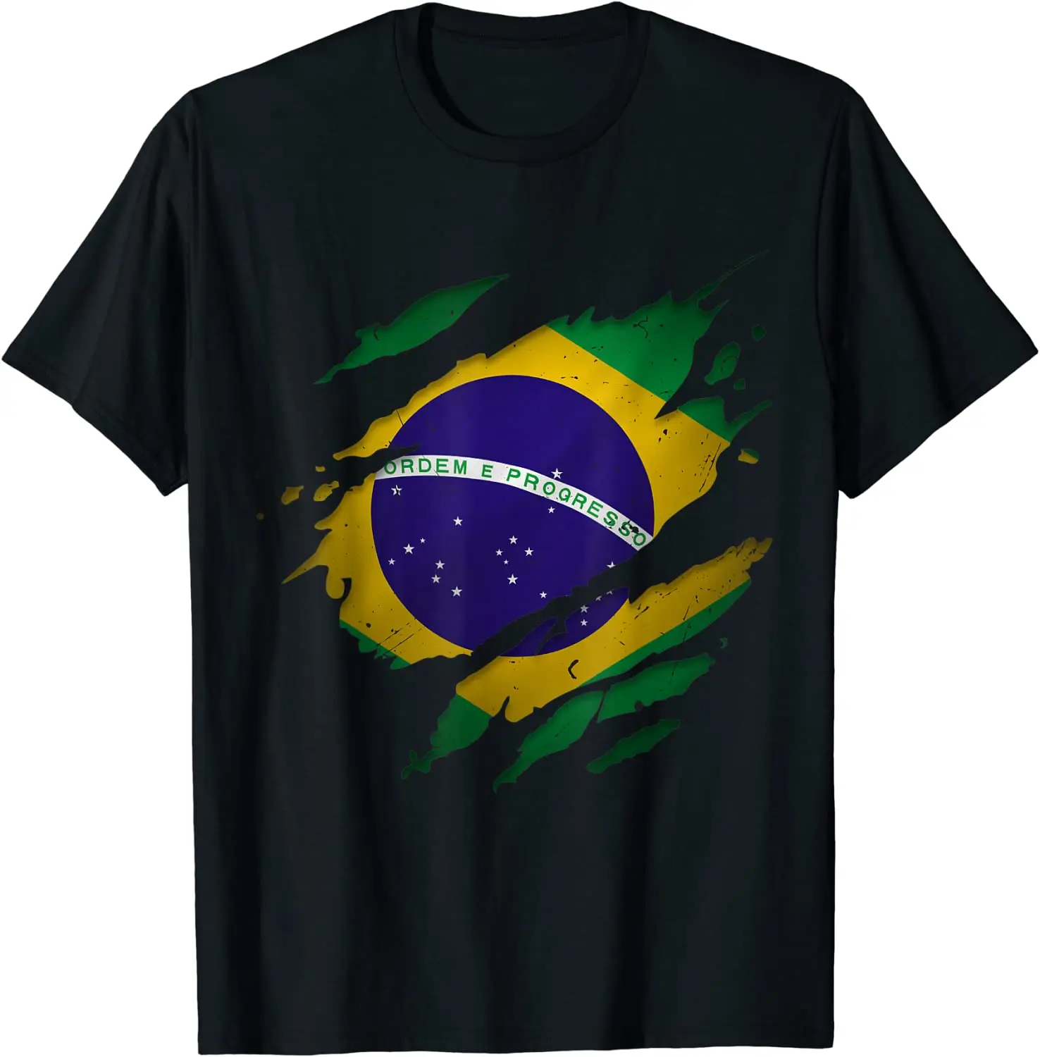 

Proud Brazilian Brasil Torn Ripped Brazil Flag Men T-Shirt Short Sleeve Casual 100% Cotton O-Neck Summer Harajuku Shirt