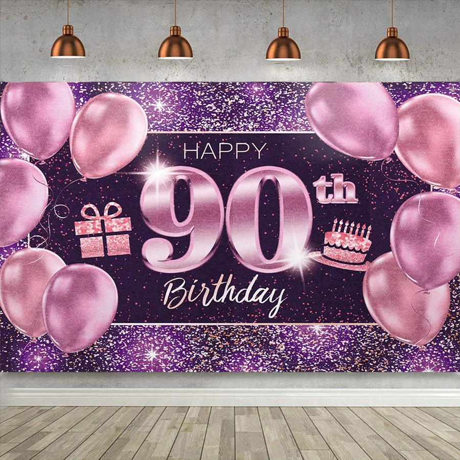Customized 90th Happy Birthday Party Backdrop Banner Wall Background for Photography Women Pink Purple Balloon Glitter Sequin
Customized 90th Happy Birthday Party Backdrop Banner Wall Background for Photography Women Pink Purple Balloon Glitter Sequin