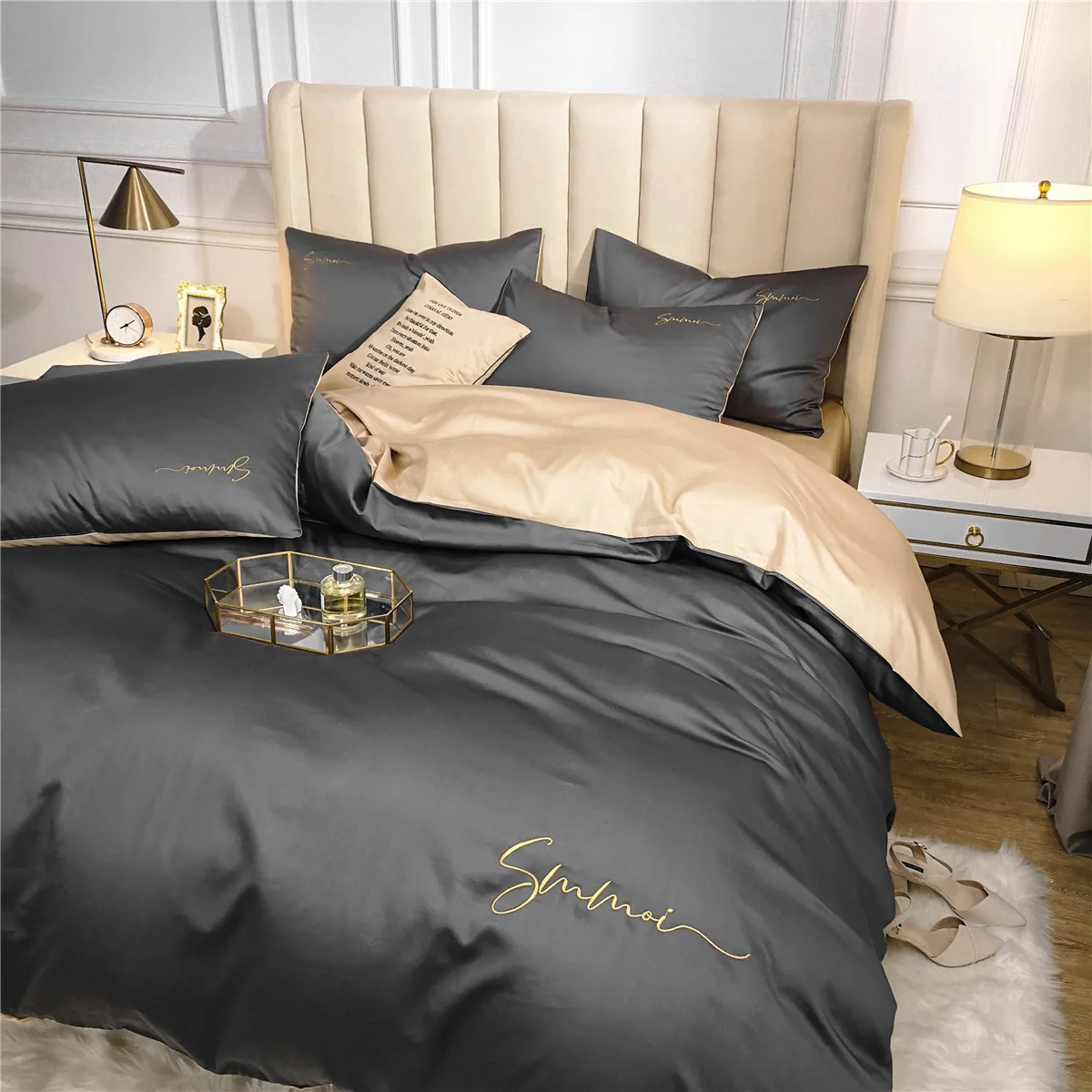 Full Duvet Cover Pillowcase Bed Sheet Cover Set Long-staple Cotton-satin Two-tone King Bedroom Bedding Set With Zipper Closure
Full Duvet Cover Pillowcase Bed Sheet Cover Set Long-staple Cotton-satin Two-tone King Bedroom Bedding Set With Zipper Closure