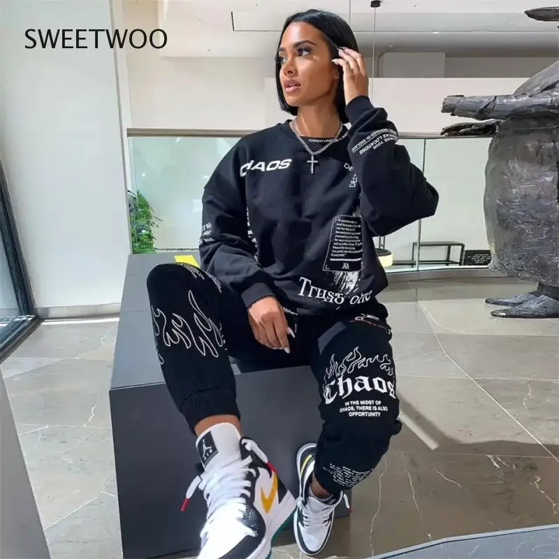 Women Tracksuit 2 Pieces Set Autumn Letter Printed Oversized Hoodies Sweatshirt Pants Suit Sweatpants Outfits Matching Sets 2022 
Women Tracksuit 2 Pieces Set Autumn Letter Printed Oversized Hoodies Sweatshirt Pants Suit Sweatpants Outfits Matching Sets 2022