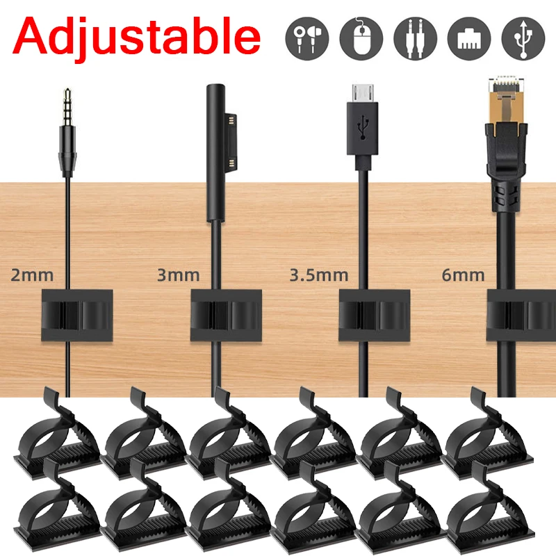 Adjustable Cable Organizer Self Adhesive Cable Clips Table Cable Management Cord Holder For Car PC TV Charging Wire Winder Clamp
Adjustable Cable Organizer Self Adhesive Cable Clips Table Cable Management Cord Holder For Car PC TV Charging Wire Winder Clamp
