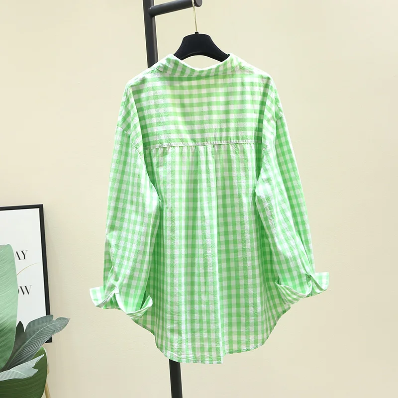 SuperAen Turn Down Collar Full Green Plaid Shirts Women's Summer 2022 New Loose Casual Cotton Top
SuperAen Turn Down Collar Full Green Plaid Shirts Women's Summer 2022 New Loose Casual Cotton Top