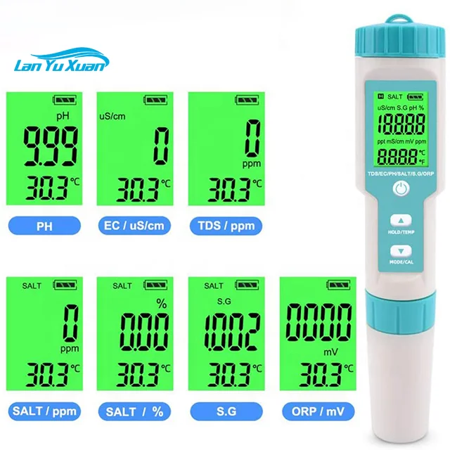 New 7 in 1 PH/TDS/EC/ORP/Salinity/S. G/Temperature Meter C-700 Water Quality Tester for Hydroponics
New 7 in 1 PH/TDS/EC/ORP/Salinity/S. G/Temperature Meter C-700 Water Quality Tester for Hydroponics