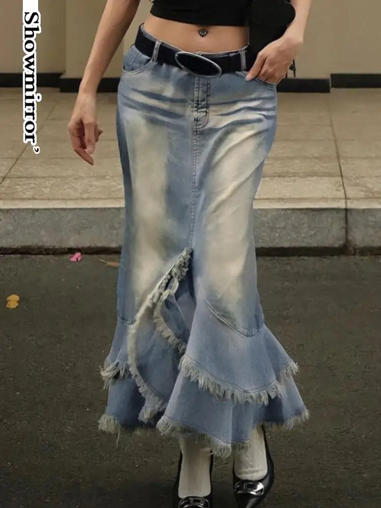 rufles hem Women Tassels Fishtail Jeans Skirt Distressed Slim Fit Low Waist Vintage Blue Denim Skirts new Style skirts
rufles hem Women Tassels Fishtail Jeans Skirt Distressed Slim Fit Low Waist Vintage Blue Denim Skirts new Style skirts