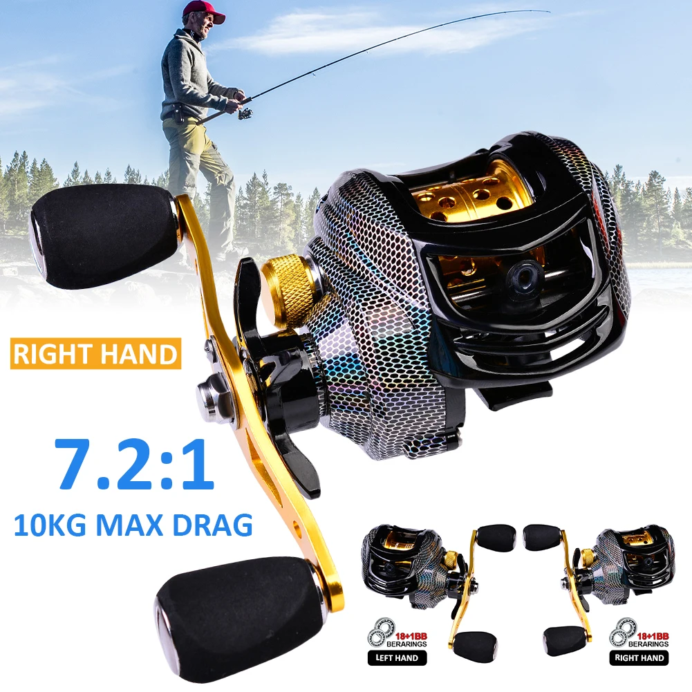 Baitcasting Fishing Reel Ultra-Light Max Drag Fishing Reel Magnetic Brake 7.2:1 Ratio 18+1BB Glass Fiber Reel Fishing Tackle
Baitcasting Fishing Reel Ultra-Light Max Drag Fishing Reel Magnetic Brake 7.2:1 Ratio 18+1BB Glass Fiber Reel Fishing Tackle