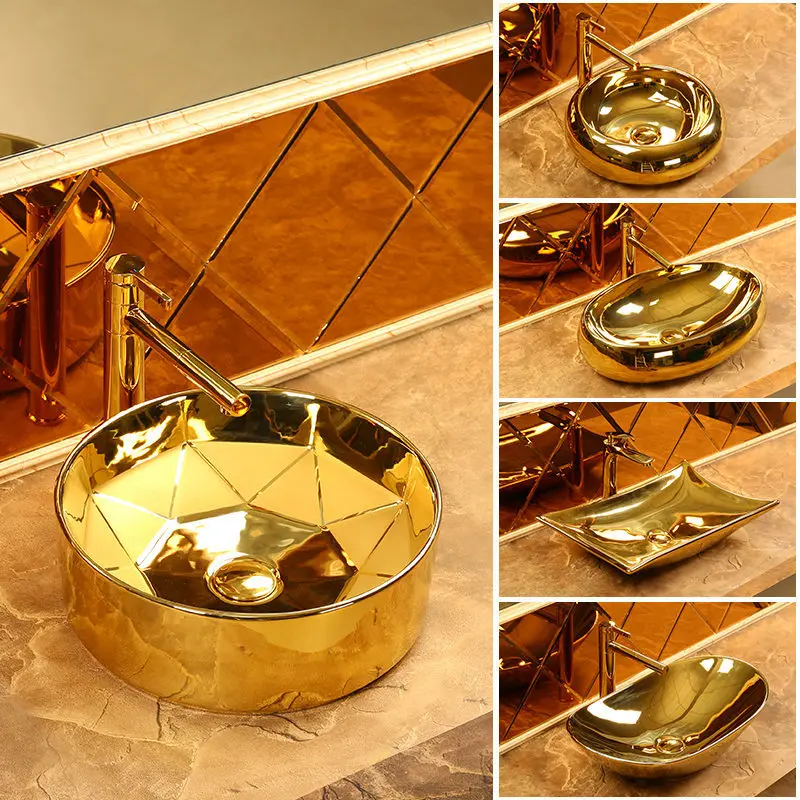 Gold Table Basin Ceramic Art Basin Silver Wash Basin European Style Bathroom Inter-Platform Basin Electroplating Basin Washbasin
Gold Table Basin Ceramic Art Basin Silver Wash Basin European Style Bathroom Inter-Platform Basin Electroplating Basin Washbasin