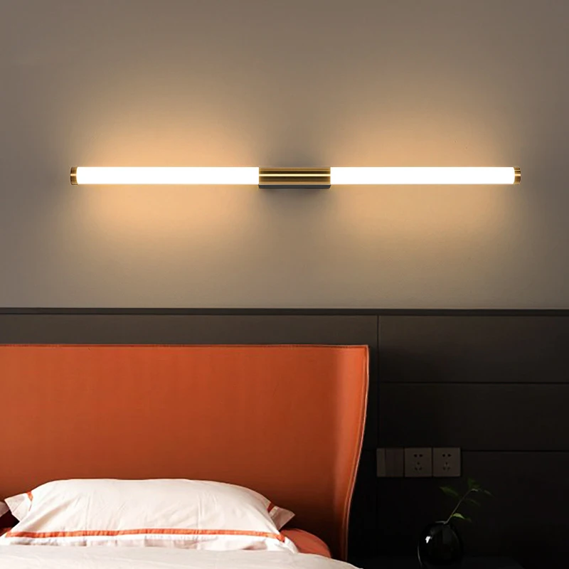 Simple gold mirror front wall lamp Nordic bedroom bedside led wall lamp household study strip wall lamp
Simple gold mirror front wall lamp Nordic bedroom bedside led wall lamp household study strip wall lamp